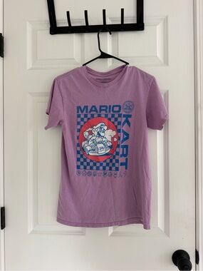 Nintendo Kids Purple Mario Kart Tee with Blue & Red Graphic